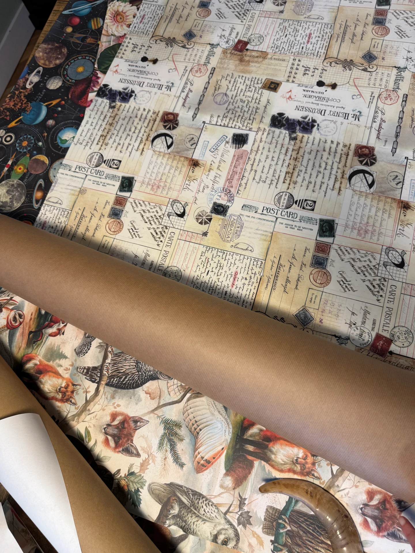 Vintage postcards and handwritten letters paper pattern